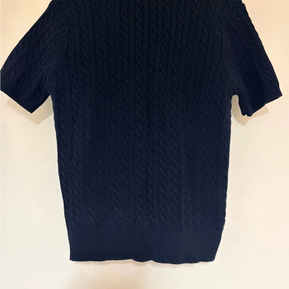 Ralph Lauren Navy Cable Knit Short Sleeve Cardigan - Picture 2 of 6